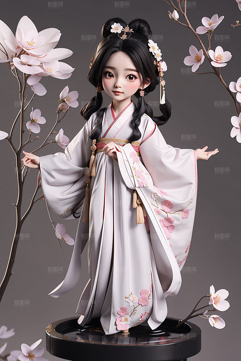汉服少女卡通Q版模型
