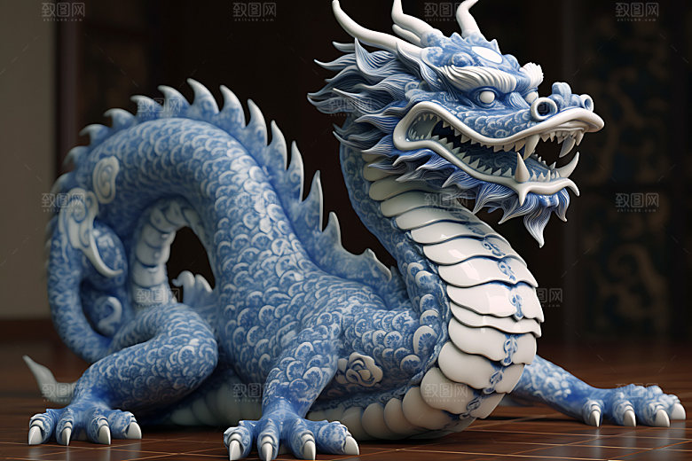 五彩龙彩色中国龙模型