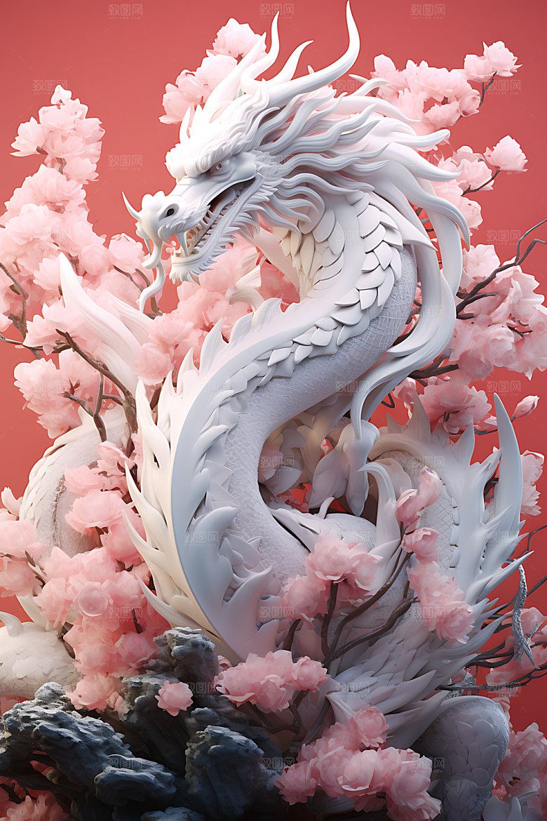五彩龙质感立体模型