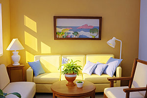 可爱风客厅设计柠檬黄效果图