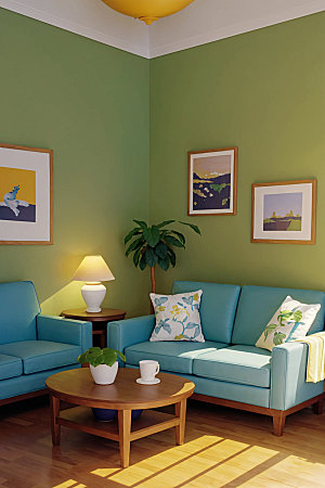 可爱风客厅软装柠檬黄效果图