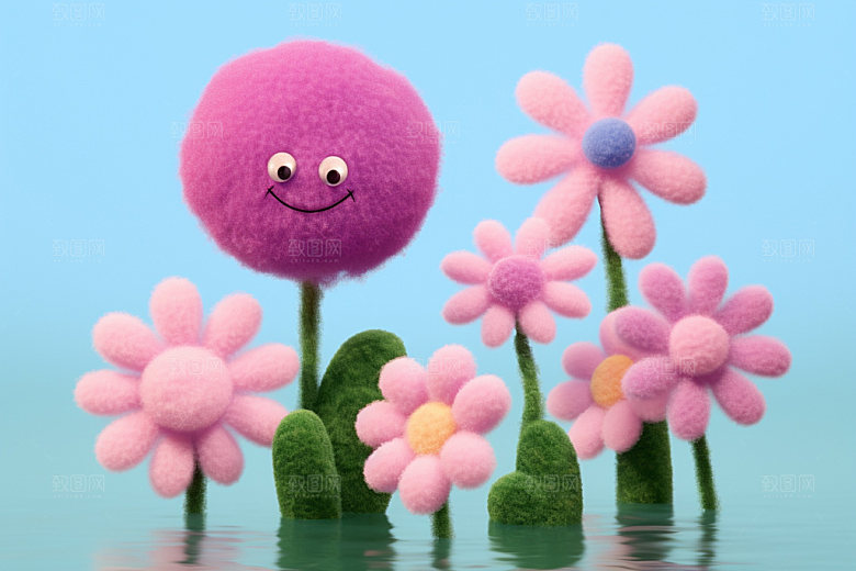 感恩节毛绒花朵母亲节矢量元素