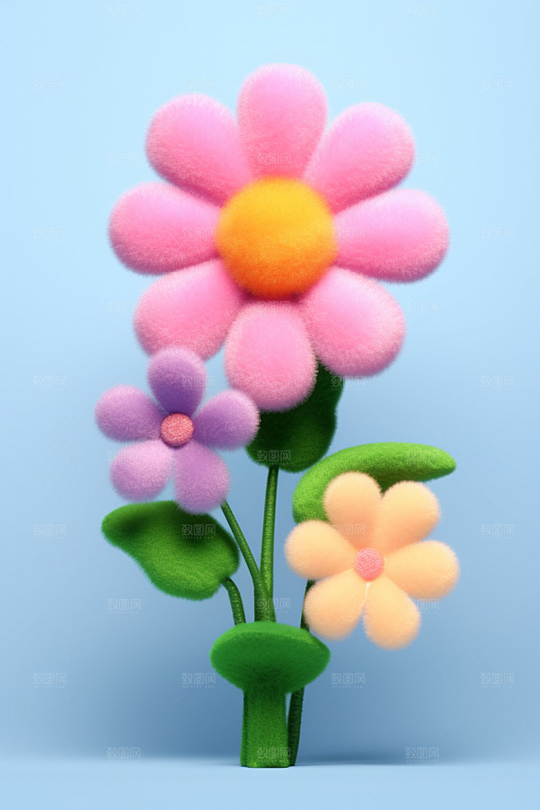 感恩节花卉花束可爱卡通矢量元素