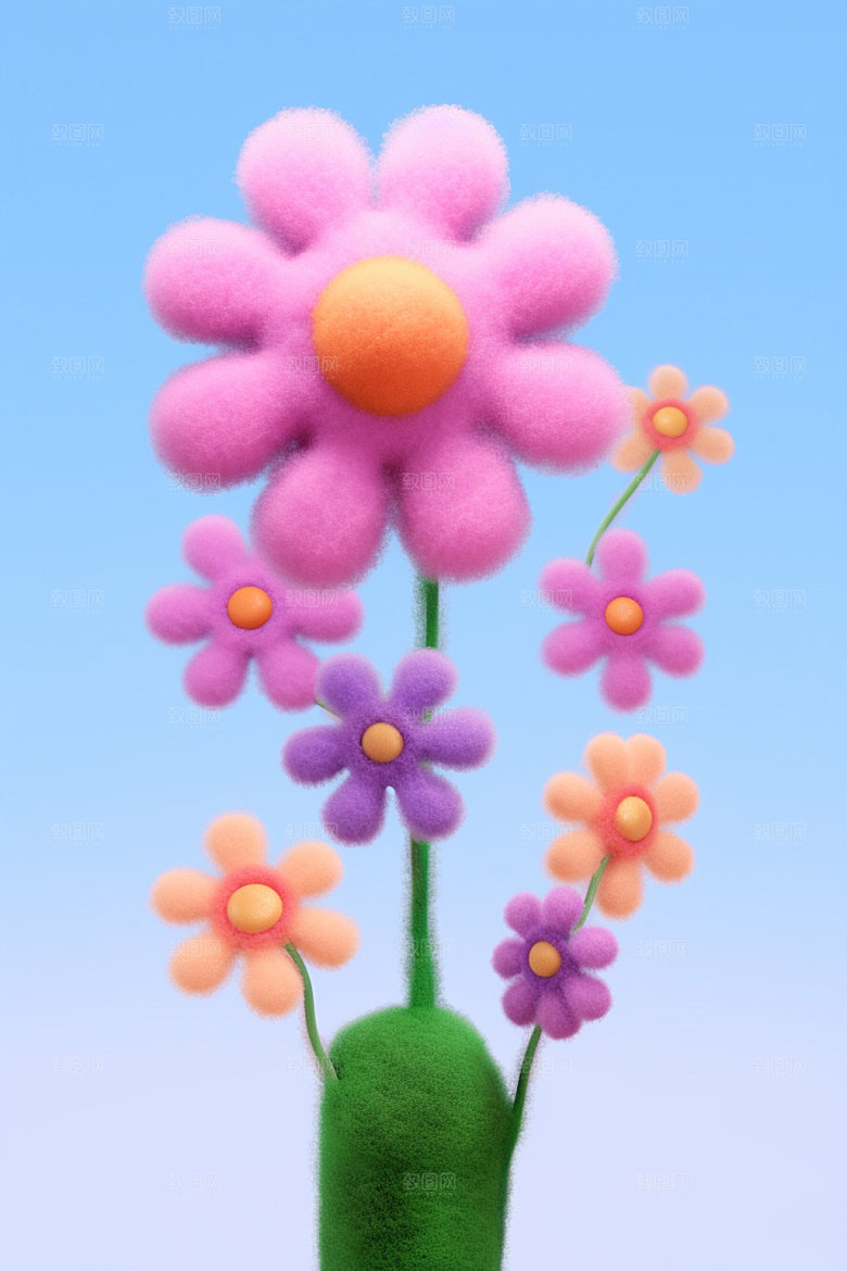 感恩节花卉花束模型素材矢量元素