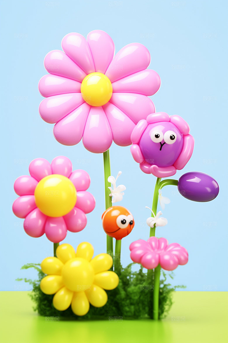 感恩节母亲节毛绒花朵矢量元素