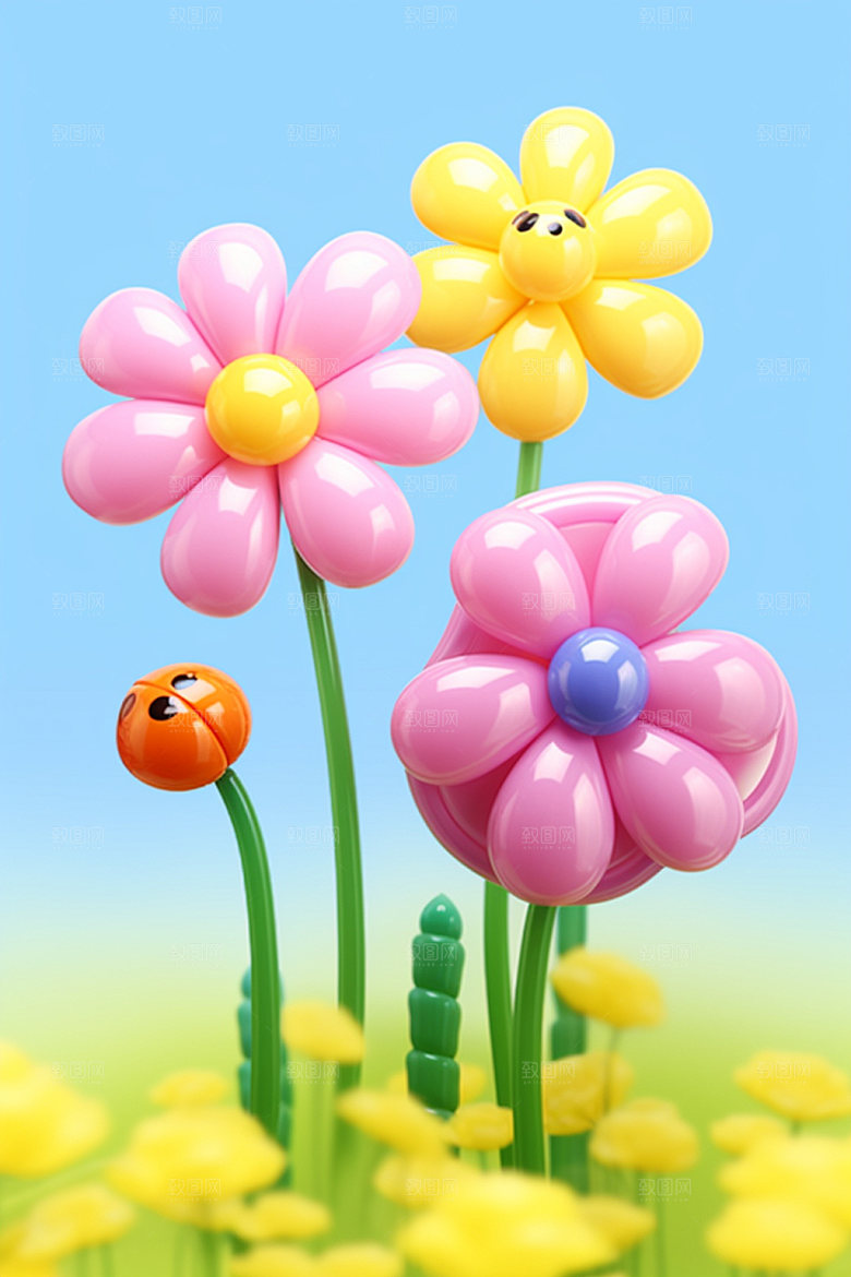 感恩节母亲节毛绒花朵矢量元素