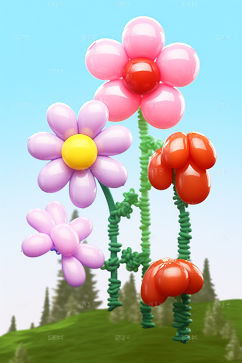 感恩节毛绒花朵花卉花束矢量元素