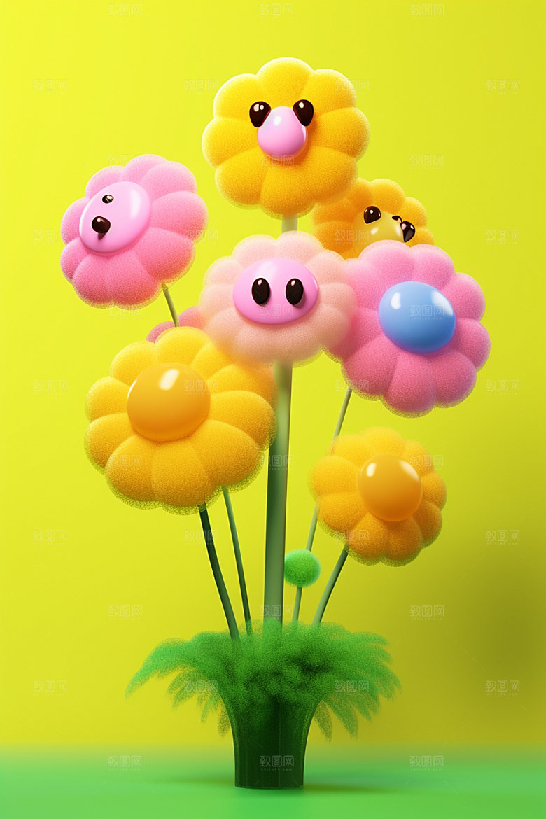 感恩节母亲节花卉花束矢量元素