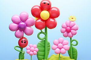 感恩节毛绒花朵气球花朵矢量元素