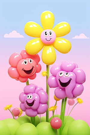 感恩节气球花朵可爱卡通矢量元素