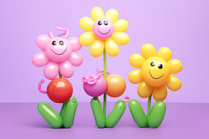 感恩节可爱卡通气球花朵矢量元素