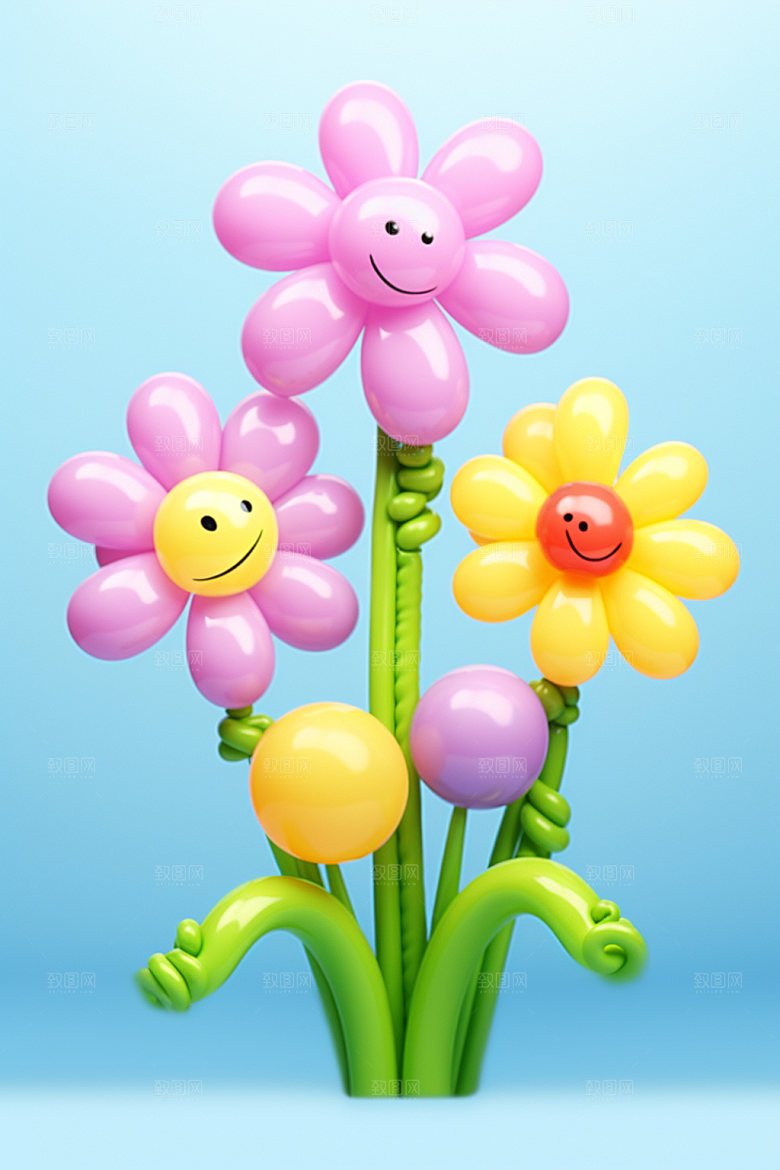 感恩节毛绒花朵母亲节矢量元素