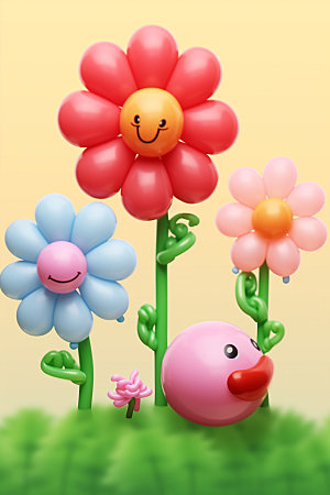 感恩节母亲节气球花朵矢量元素