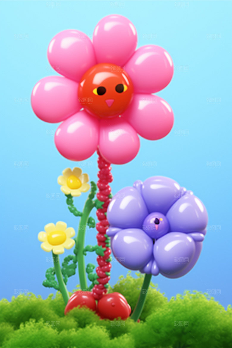 感恩节可爱卡通花卉花束矢量元素