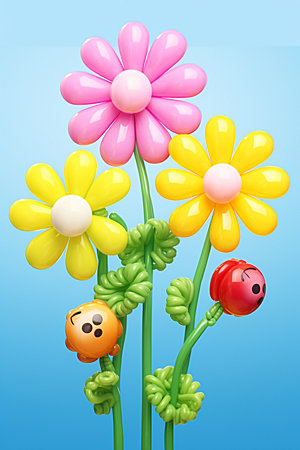 感恩节花卉花束气球花朵矢量元素