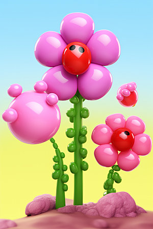 感恩节气球花朵毛绒花朵矢量元素