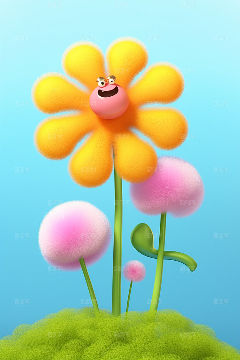感恩节毛绒花朵气球花朵矢量元素