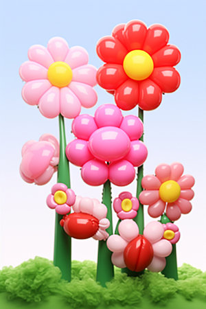 感恩节气球花朵毛绒花朵矢量元素