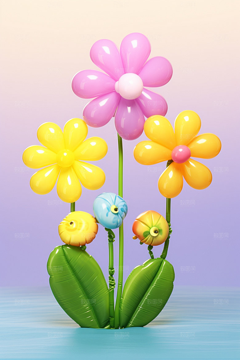 感恩节花卉花束模型素材矢量元素