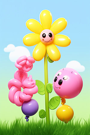 感恩节气球花朵花卉花束矢量元素