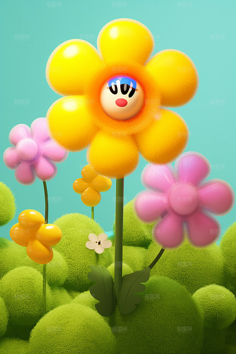 感恩节模型素材气球花朵矢量元素