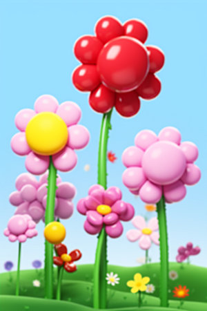 感恩节气球花朵母亲节矢量元素