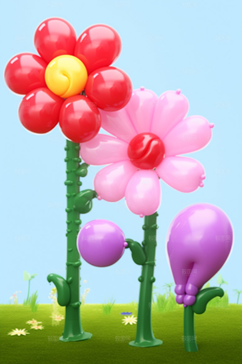 感恩节毛绒花朵母亲节矢量元素