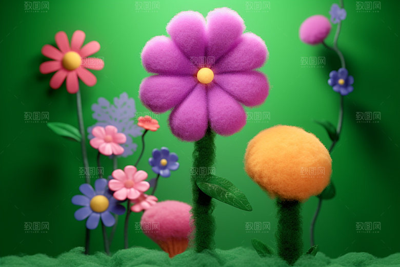 感恩节毛绒花朵气球花朵矢量元素