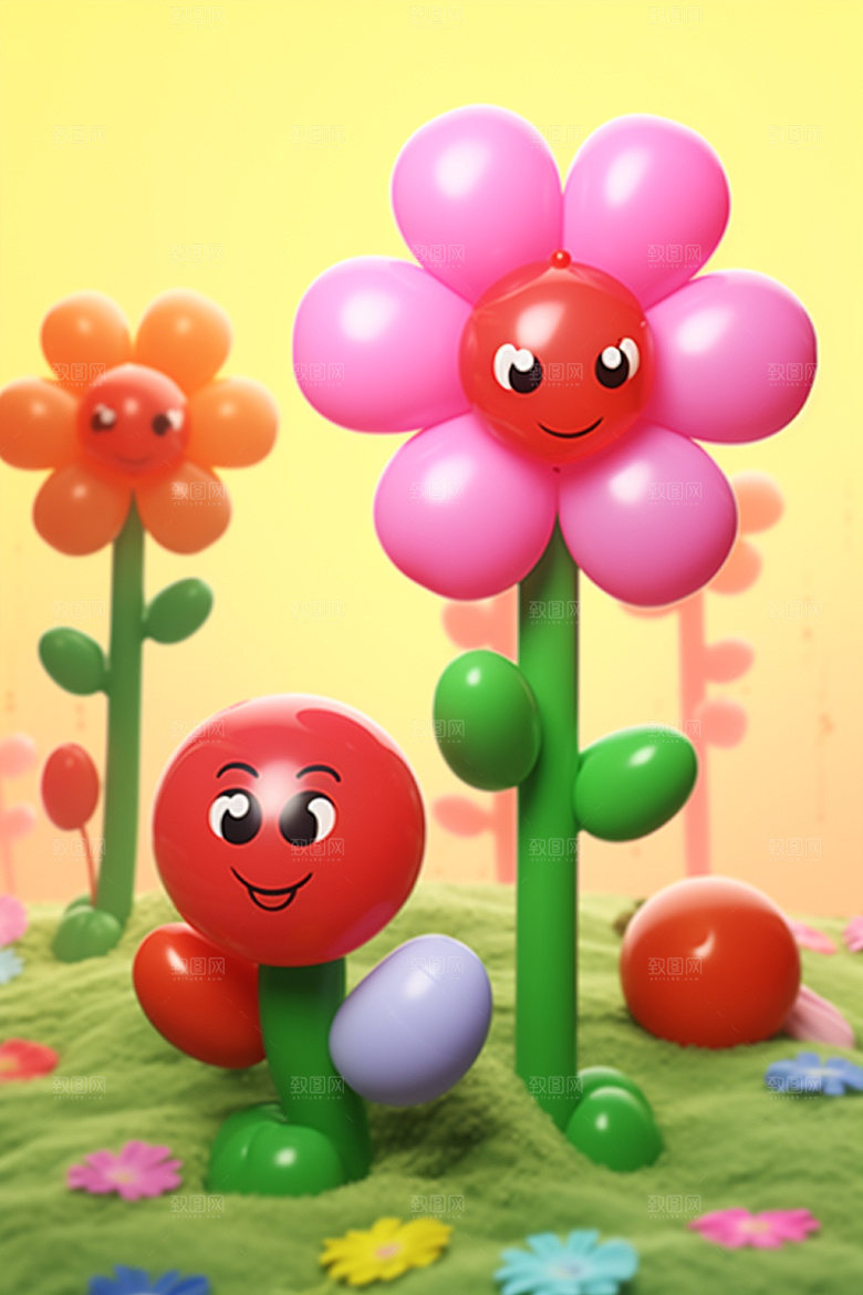 感恩节毛绒花朵母亲节矢量元素