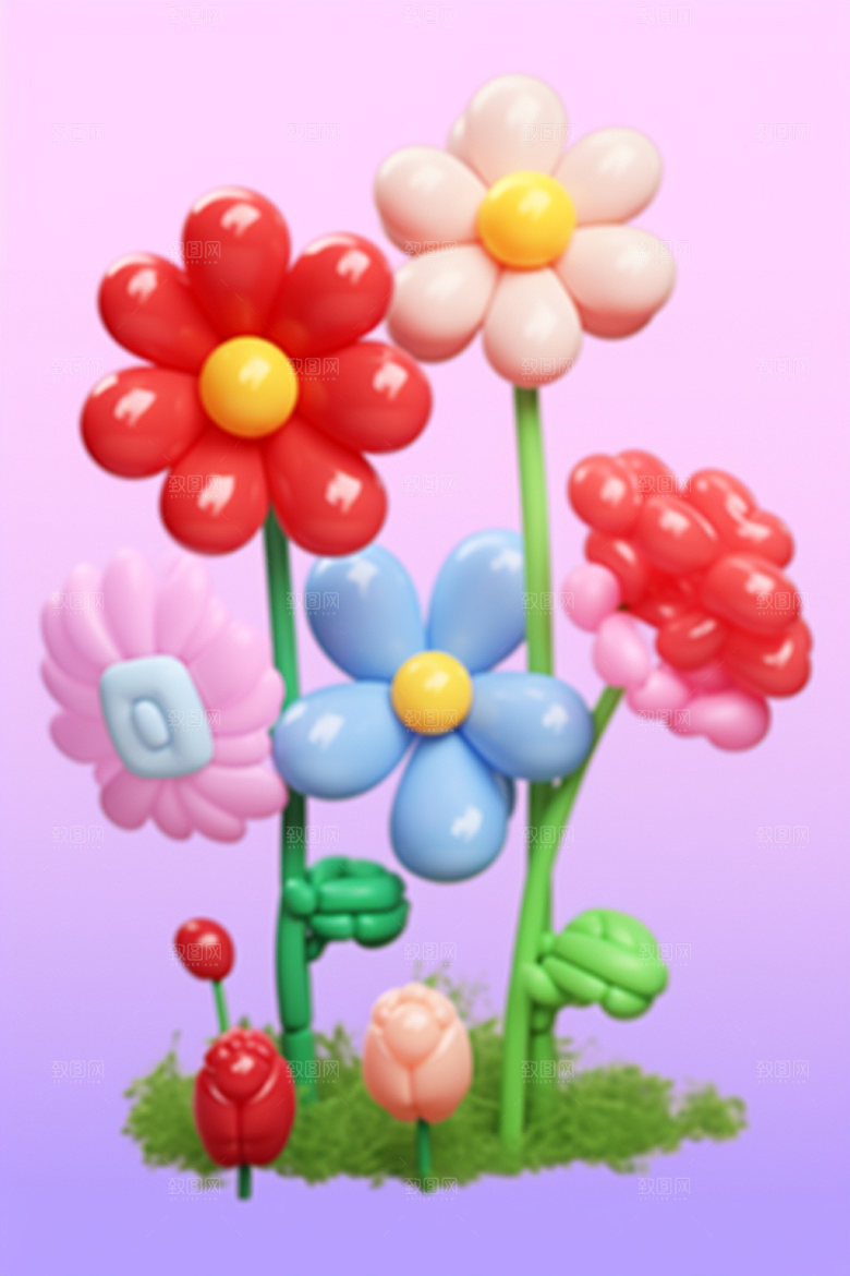 感恩节花卉花束可爱卡通矢量元素
