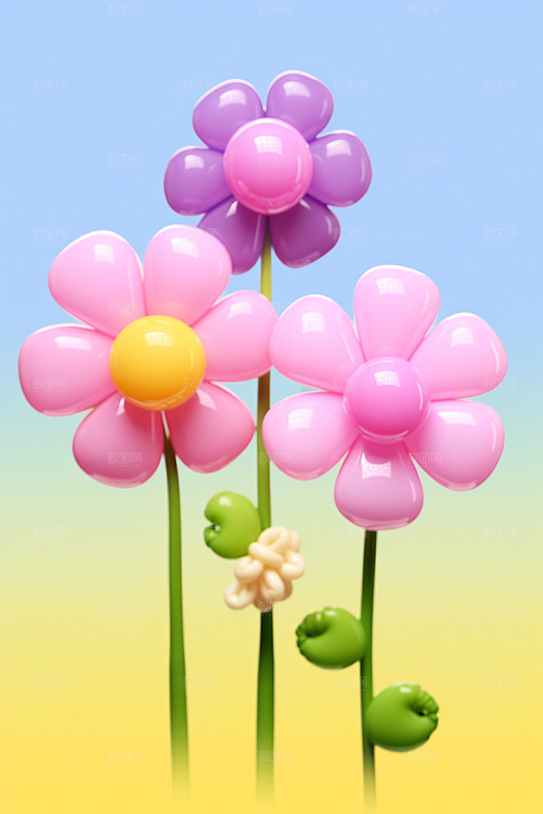 感恩节花卉花束模型素材矢量元素