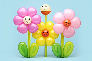 感恩节模型素材气球花朵矢量元素