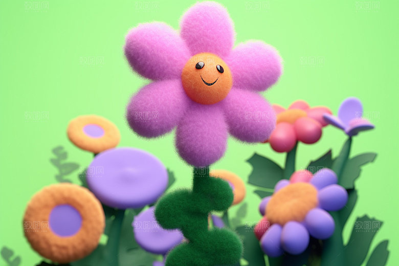 感恩节可爱卡通花卉花束矢量元素