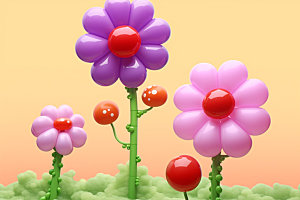 感恩节气球花朵母亲节矢量元素