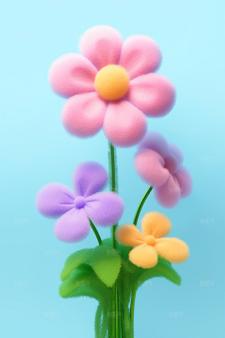 感恩节可爱卡通花卉花束矢量元素