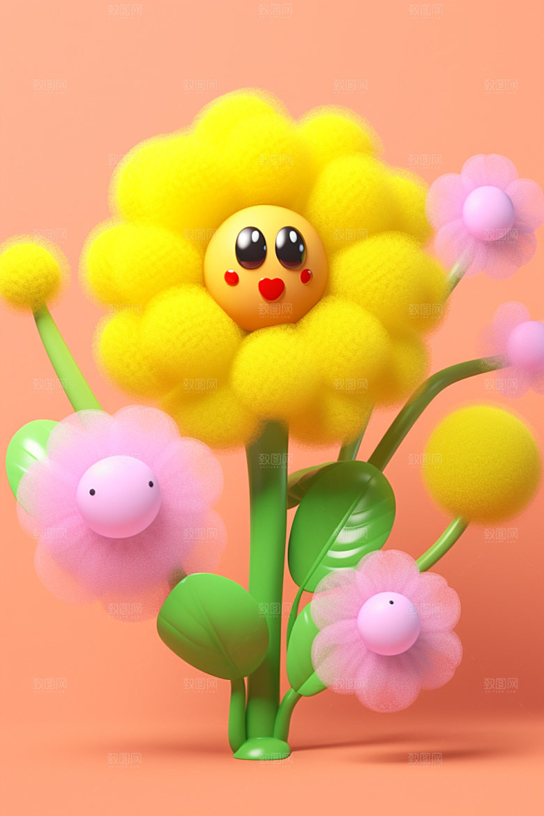 感恩节毛绒花朵花卉花束矢量元素