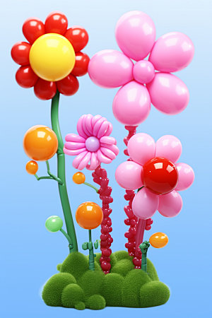 感恩节气球花朵模型素材矢量元素