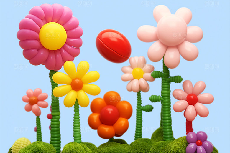 感恩节母亲节花卉花束矢量元素