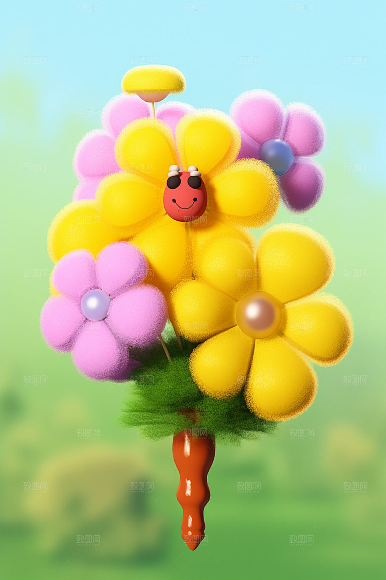 感恩节母亲节花卉花束矢量元素