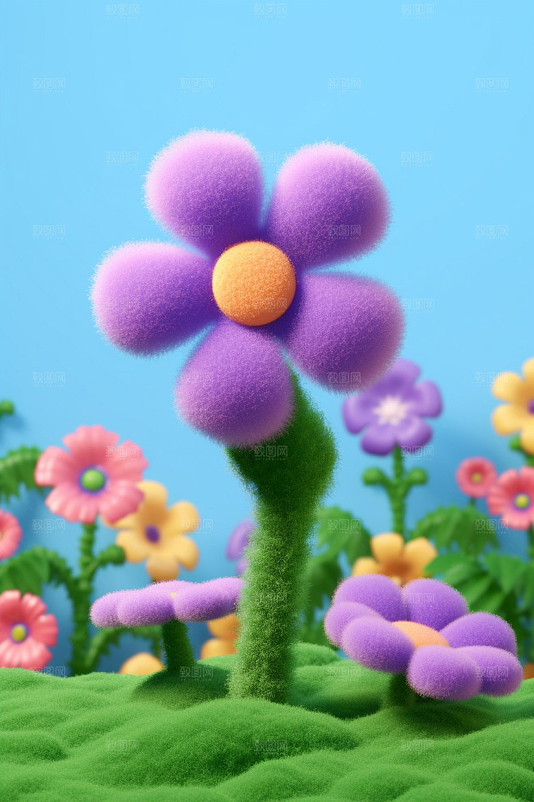 感恩节花卉花束模型素材矢量元素