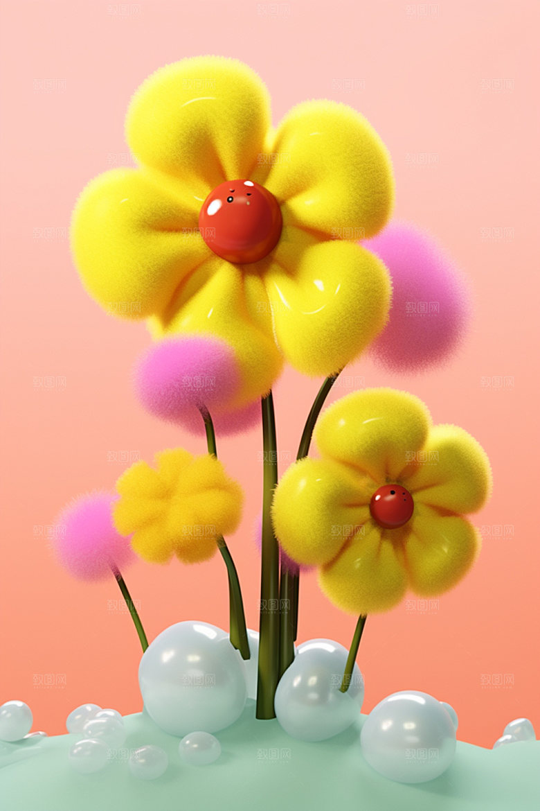 感恩节母亲节花卉花束矢量元素