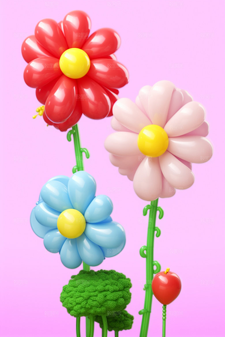 感恩节模型素材毛绒花朵矢量元素