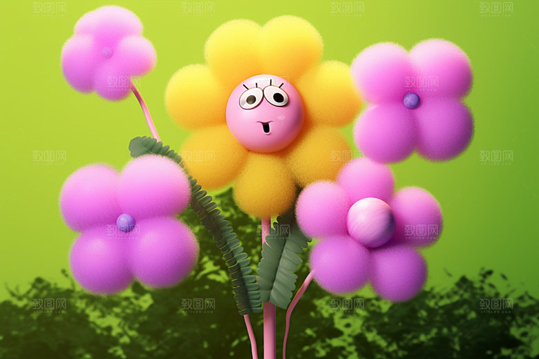 感恩节花卉花束模型素材矢量元素