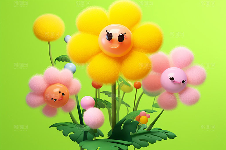 感恩节母亲节花卉花束矢量元素