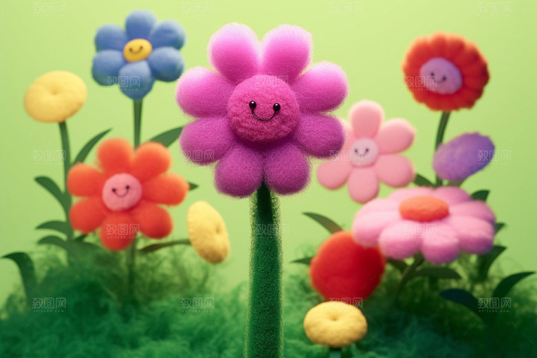 感恩节毛绒花朵花卉花束矢量元素