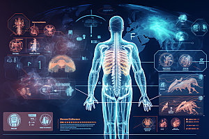 人体模型健康科技创意元素