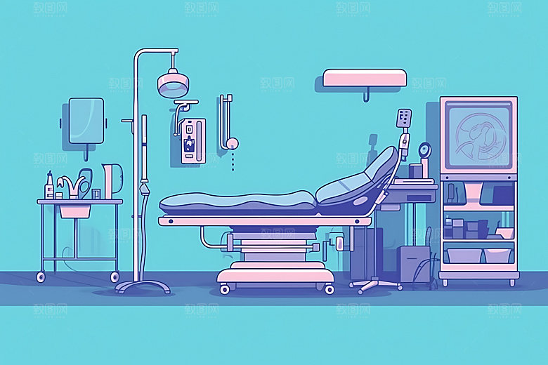 手术室诊室干净插画