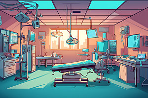 手术室医院诊室插画