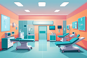 手术室医疗诊室插画