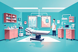 手术室治疗室诊疗插画